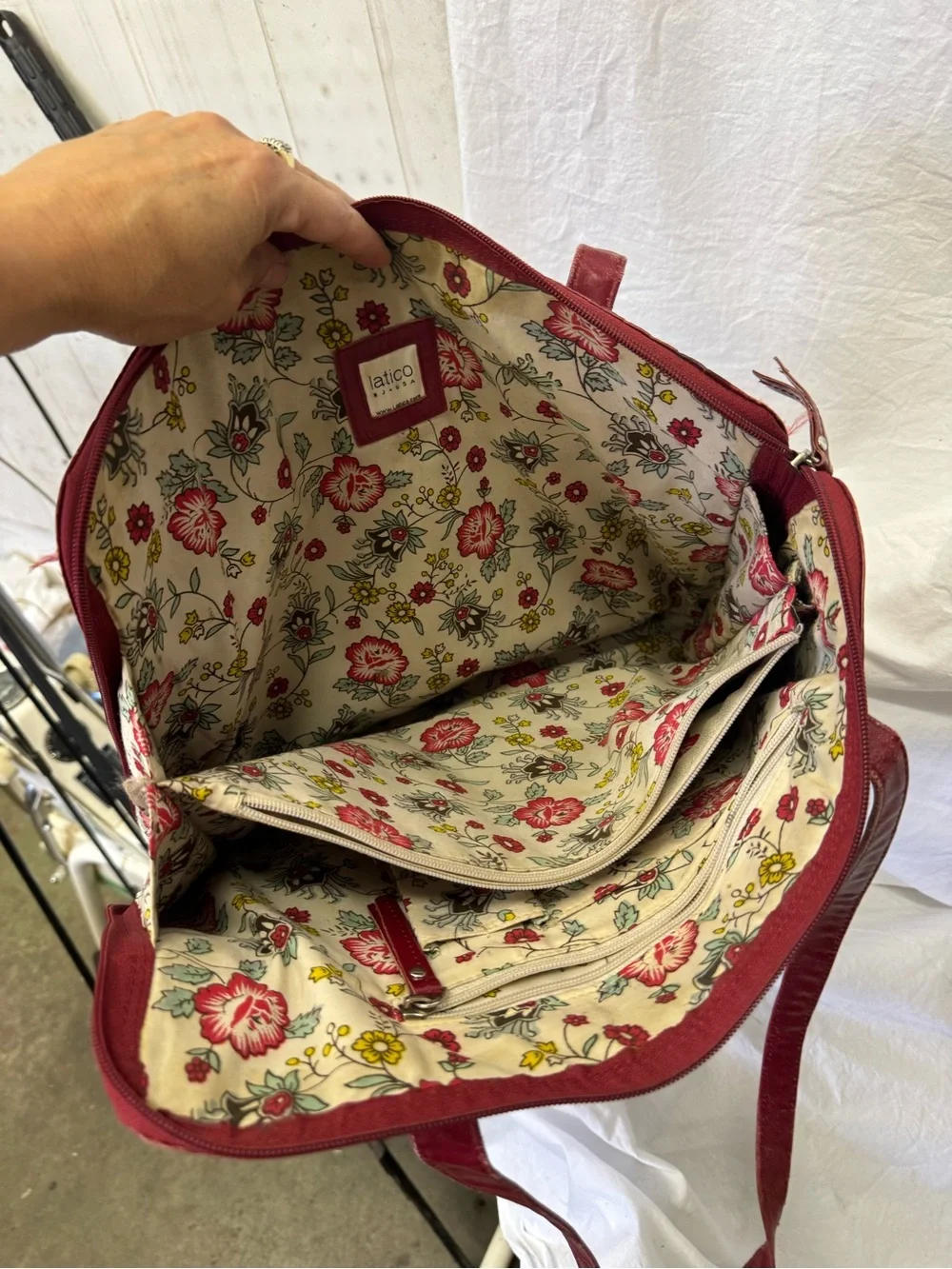 latico Red Leather Laptop Tote